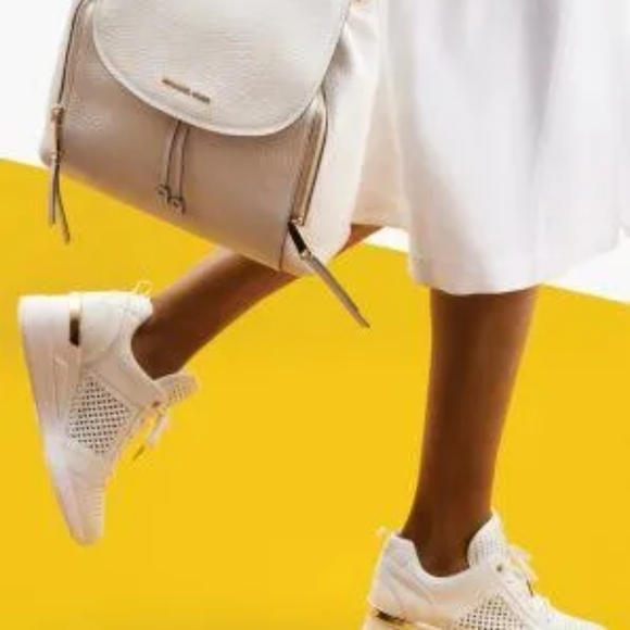 NWT MICHAEL Michael Kors Georgie Leather Wedge Trainers - Picture 2 of 10